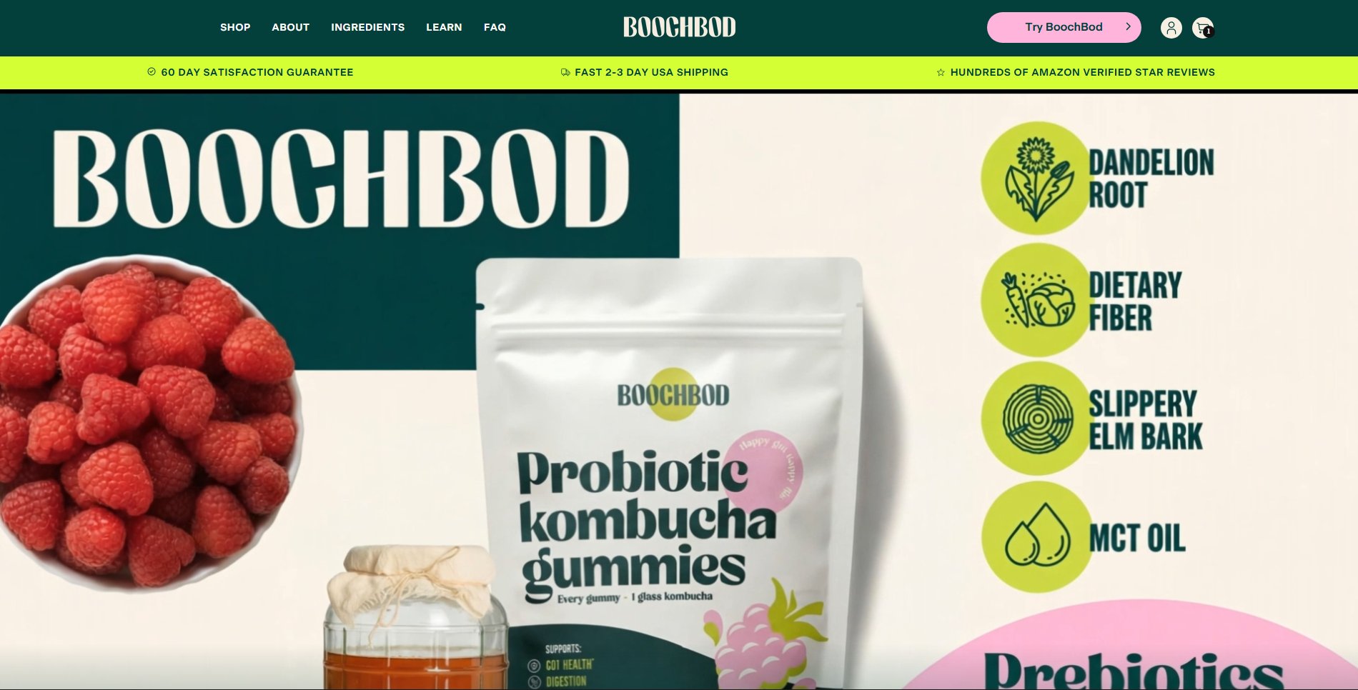 BoochBod - custom Shopify storefront for probiotic kombucha gummies